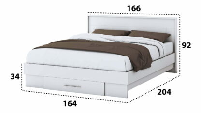 Set Dormitor Beta, Alb, Dulap 150 cm, Pat 160x200 cm, 2 noptiere, comoda - imagine 8