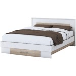 Set Dormitor Beta, Alb/Sonoma, Dulap 150 cm, Pat 160x200 cm, 2 noptiere, comoda - imagine 5