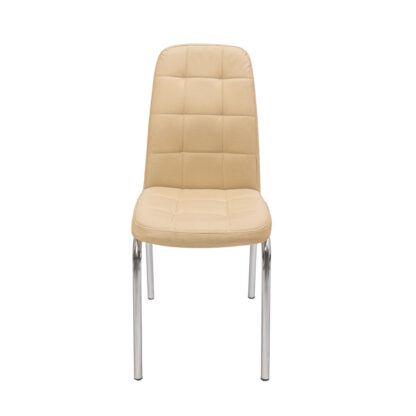 Scaun S-02 Ross, Crem, Piele ecologica, Metal cromat - imagine 2