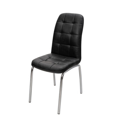 Scaun S-02 Ross, Negru, Piele ecologica, Metal cromat