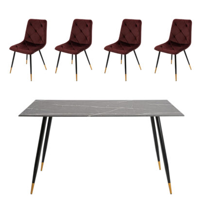 Set masa MB-78 negru cu 4 scaune S-164 grena