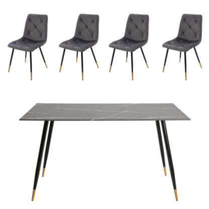 Set masa MB-78 negru cu 4 scaune S-164 gri