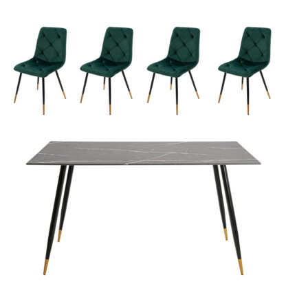 Set masa MB-78 negru cu 4 scaune S-164 verde