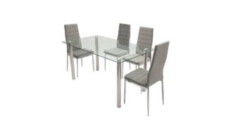 Set masa sticla MB-74 cu 4 scaune S-152 gri