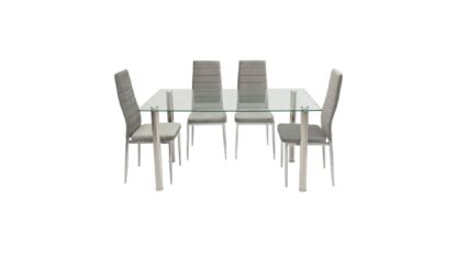 Set masa sticla MB-74 cu 4 scaune S-152 gri - imagine 2