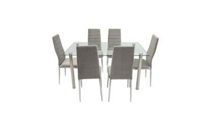 Set masa sticla MB-74 cu 6 scaune S-152 gri