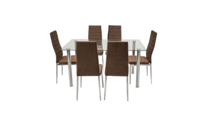 Set masa sticla MB-74 cu 6 scaune S-152 maro - imagine 3