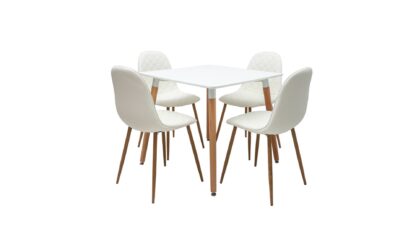 Set masa sticla MB-76 cu 4 scaune S-158 alb - imagine 4