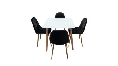 Set masa sticla MB-76 cu 4 scaune S-159 negru