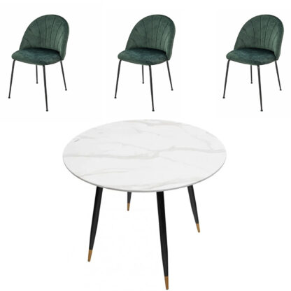 Set masa sticla MB-79 cu 3 scaune S-163 verde