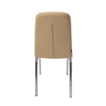 Scaun S-02 Ross, Crem, Piele ecologica, Metal cromat - imagine 5