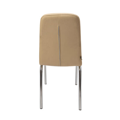 Scaun S-02 Ross, Crem, Piele ecologica, Metal cromat - imagine 5
