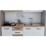 Bucatarie Alfa cu blat termic si vitrina, 180x210x60 cm, alb/lyon - imagine 2