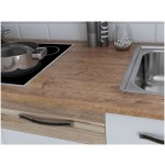 Bucatarie Alfa cu blat termic si vitrina, 180x210x60 cm, alb/lyon - imagine 3