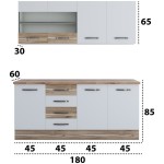 Bucatarie Alfa cu blat termic si vitrina, 180x210x60 cm, alb/lyon - imagine 4