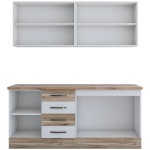 Bucatarie Alfa cu blat termic si vitrina, 180x210x60 cm, alb/lyon - imagine 5