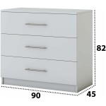 Set Dormitor Beta,  Alb, Dulap 183 cm, Pat 160x200 cm, 2 noptiere, comoda - imagine 8