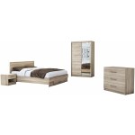 Set Dormitor Beta, Sonoma, Dulap 120 cm, Pat 160x200 cm, 2 noptiere, comoda - imagine 2