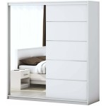 Set Dormitor Beta,  Alb, Dulap 183 cm, Pat 160x200 cm, 2 noptiere, comoda - imagine 3