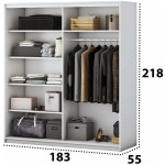 Set Dormitor Beta,  Alb, Dulap 183 cm, Pat 160x200 cm, 2 noptiere, comoda - imagine 4