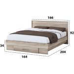 Set Dormitor Beta, Sonoma, Dulap 120 cm, Pat 160x200 cm, 2 noptiere, comoda - imagine 4