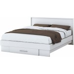 Set Dormitor Beta,  Alb, Dulap 183 cm, Pat 160x200 cm, 2 noptiere, comoda - imagine 5