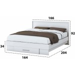 Set Dormitor Beta,  Alb, Dulap 183 cm, Pat 160x200 cm, 2 noptiere, comoda - imagine 6