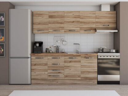 Bucatarie Alfa cu blat termic fara vitrina, 240x210x60 cm, lyon