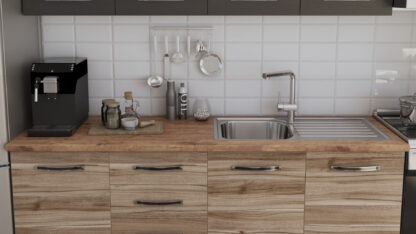 Bucatarie Alfa cu blat termic fara vitrina, 240x210x60 cm, lyon/wenge - imagine 2