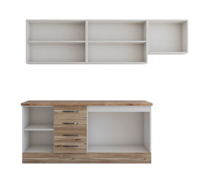 Bucatarie Alfa cu blat termic fara vitrina, 240x210x60 cm, lyon/wenge - imagine 5