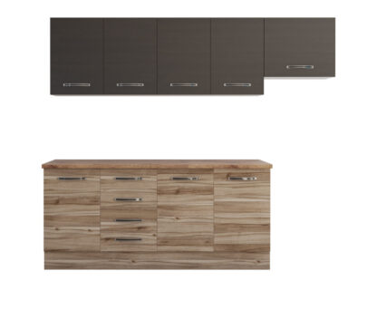 Bucatarie Alfa cu blat termic fara vitrina, 240x210x60 cm, lyon/wenge - imagine 6