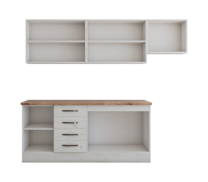 Bucatarie Alfa cu blat termic fara vitrina, 240x210x60 cm, alb murdar - imagine 5