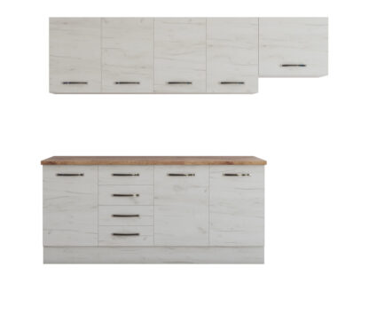 Bucatarie Alfa cu blat termic fara vitrina, 240x210x60 cm, alb murdar - imagine 6