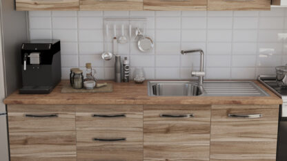 Bucatarie Alfa cu blat termic si vitrina, 240x210x60 cm, lyon - imagine 2