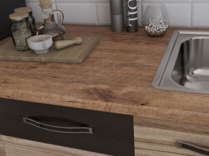 Bucatarie Alfa cu blat termic si vitrina, 240x210x60 cm, lyon/wenge - imagine 3