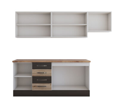 Bucatarie Alfa cu blat termic si vitrina, 240x210x60 cm, lyon/wenge - imagine 5