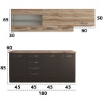 Bucatarie Alfa cu blat termic si vitrina, 240x210x60 cm, wenge/lyon - imagine 5