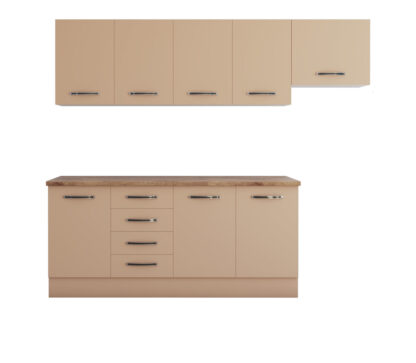 Bucatarie Alfa cu blat termic fara vitrina, 240x210x60 cm, cappuccino - imagine 6