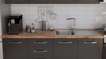 Bucatarie Alfa cu blat termic fara vitrina, 240x210x60 cm, wenge - imagine 2