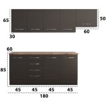 Bucatarie Alfa cu blat termic fara vitrina, 240x210x60 cm, wenge - imagine 4