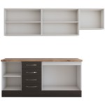 Bucatarie Alfa cu blat termic fara vitrina, 240x210x60 cm, wenge - imagine 5