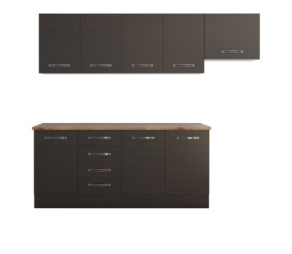 Bucatarie Alfa cu blat termic fara vitrina, 240x210x60 cm, wenge - imagine 6