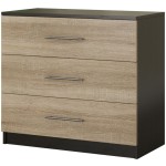 Pat Beta cu noptiere si comoda, 140x200 cm, wenge/sonoma - imagine 4