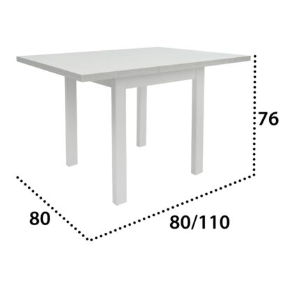 Masa living Max7 B, bialy, extensibila 80/110x80x76 cm, lemn masiv de fag/pal - imagine 10
