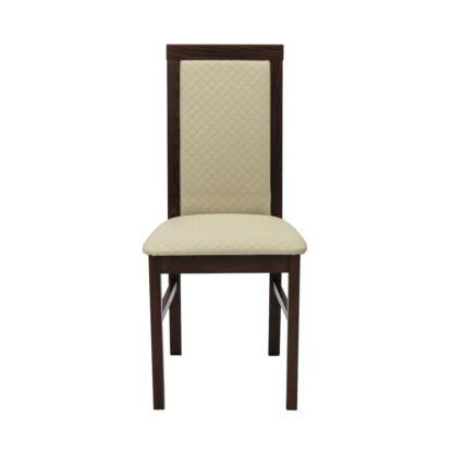 Scaun din lemn masiv de fag tapitat cu piele S-38 Nilo6 O35, nuc - imagine 2