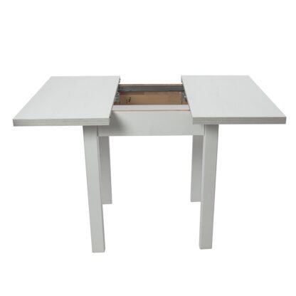 Masa living Max7 B, bialy, extensibila 80/110x80x76 cm, lemn masiv de fag/pal - imagine 4