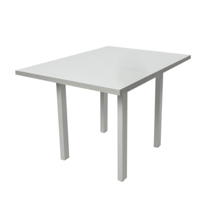 Masa living Max7 B, bialy, extensibila 80/110x80x76 cm, lemn masiv de fag/pal - imagine 7