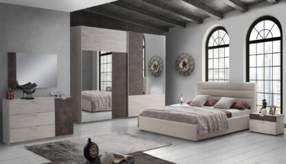 Set dormitor URBAN, ulm/maro, pat 180x200 cm, dulap, comoda, 2 noptiere