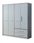 Dulap Bergama, alb/ulm, 187x206.5x52 cm, 4 usi, 2 sertare