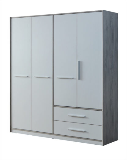 Dulap Bergama, alb/ulm, 187x206.5x52 cm, 4 usi, 2 sertare